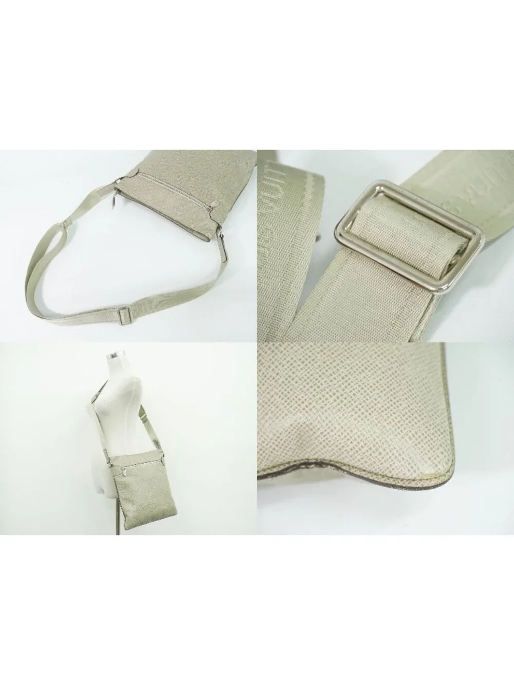 Louis Vuitton LV Taiga Leather Shoulder Bag Pochette Beige Sasha Second